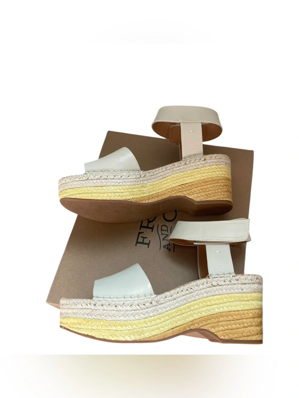 Frye & Co Amber Espadrilles Wedge Sandals Women's Sz 8 Comfort Shoes Raffia NEW